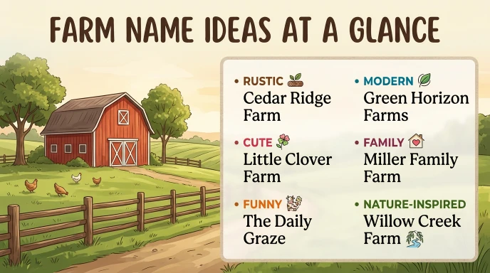 Farm Name Ideas at a Glance